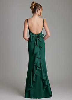 Azazie Zherra Bridesmaid Dresses Emerald Mermaid Bow Stretch Satin Dress image5
