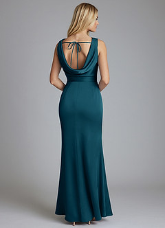 Azazie Tallie Bridesmaid Dresses Ink Blue Mermaid Pleated Stretch Satin Dress image6