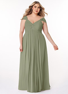 Azazie Kaitlynn Bridesmaid Dresses Pistachio Empire Ruched Chiffon Convertible Dress image10