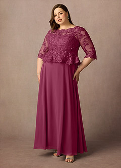 Azazie Averie Mother of the Bride Dresses Mulberry A-Line Boatneck Sequins Chiffon Dress image10