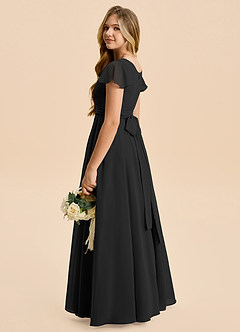 Azazie Cady Junior Black A-Line Pleated Chiffon Dress image6