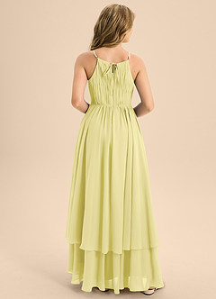 Azazie Elliora Junior Lemon Sorbet A-Line Pleated Chiffon Dress image2