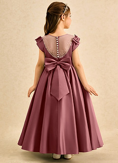 Azazie Toffee Abiti da Ragazza di Fiori Abito Stile Principessa in Raso Opaco Fiocco Ametista image1