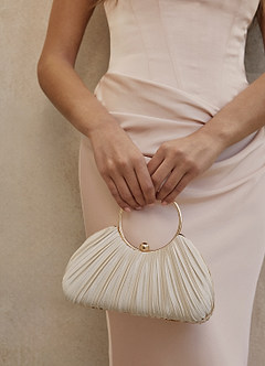 front Satin Pleated Handbag