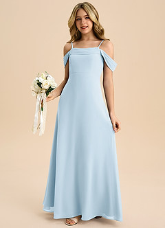 Azazie Anselie Junior Sky Blue A-Line Off the Shoulder Chiffon Dress image4