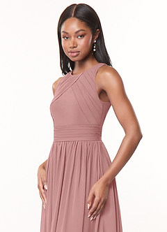 Azazie Harper Bridesmaid Dresses Dusty Rose A-Line Pleated Chiffon Dress image5