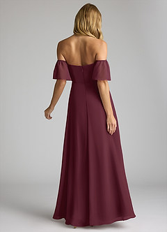 Azazie Sue Jurken voor bruidsmeisjes Converteerbaar Jurk van Chiffon met A-Lijn Off the Shoulder Cabernet image4