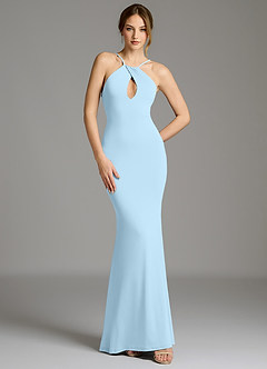 Azazie Sable Klänningar att prova hemma Klä av Sjöjungfru i Premium stretchjersey Plisserad Himmelsblå image3