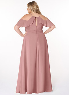 Azazie Dakota Bridesmaid Dresses Dusty Rose A-Line V-Neck Pleated Chiffon Dress image2
