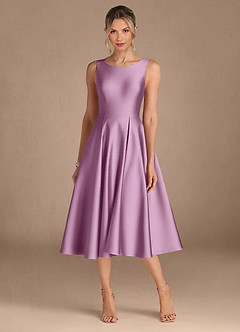 Azazie Fulton Mother of the Bride Dresses Wisteria A-Line Pleated Stretch Satin Dress image5