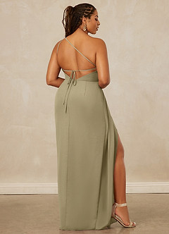 Christian Siriano Bridal for Azazie 1003 Bridesmaid Dresses Moss Green Sheath One Shoulder Chiffon Dress image9