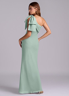 Azazie Yuanna Bridesmaid Dresses Agave Mermaid One Shoulder Chiffon Dress image6
