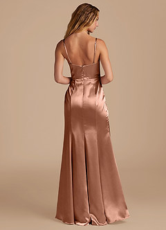 Azazie Marzia Bridesmaid Dresses Bronzer Mermaid Pleated Metallic Satin Dress image5