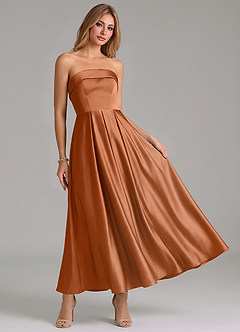 Azazie Lucienne Suknie dla druhen Linia A Pofałdowany Satyna elastyczna Długość kostki Sukienka image7