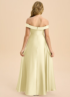 Azazie Sissy Junior Abito A-Line in Raso Elasticizzato a Spalla Scoperta Sorbetto Al Limone image2