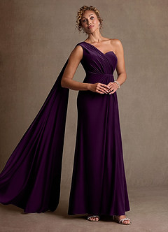 Azazie Aphra Klänningar till brudens mor Klä Tubklänning i sammet Ena axeln Druva image1