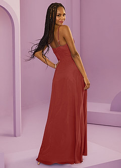 Barbie ♥ Azazie Jurken voor bruidsmeisjes Jurk van Chiffon met A-Lijn met Zakken Terracotta image11