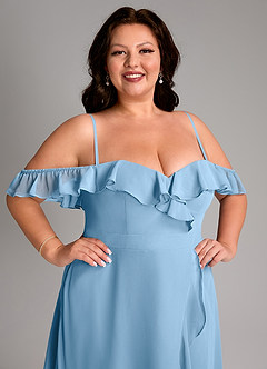 Azazie Lyra Bridesmaid Dresses Steel Blue A-Line Chiffon Convertible Dress image17