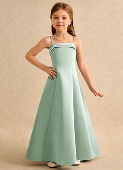 Azazie Izel Girls Formal Flower Girl Klänningar Klänning A-Line i Matt satäng Plisserad image5