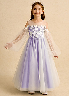 Azazie Zimi Flower Girl Dresses Lilac Ball-Gown Sweetheart Neckline Tulle Dress image2
