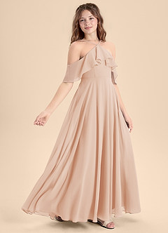 Azazie Tessabelle Junior Vestido de Rosa Inglesa de Gasa de Corte En A con Vestidos sin tirantes image3