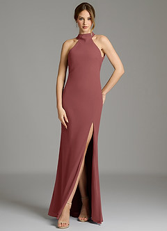 Azazie Cairo Vestidos de damas de honor Vestido de Amatista de Gasa de Corte Sirena con Plisado image1