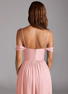 Azazie Calianna Vestidos de damas de honor Vestido de Rosa Empolvado de Satén Elástico de Corte en A Convertible con Vestidos sin tirantes image11