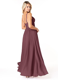 Azazie Chanel Bridesmaid Dresses Sangria A-Line Pleated Chiffon Dress image5
