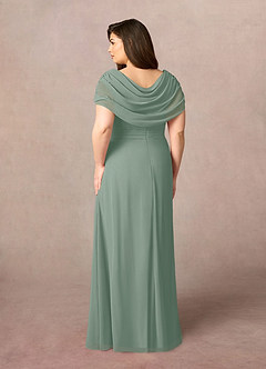 Azazie Mary vestidos de madre de la novia Vestido de Salvia Plateada de Gasa de Corte en A con Corte Lateral image8