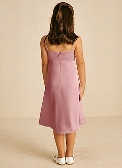 Azazie Zuzu Flower Girl Dresses Dusty Rose A-Line Spaghetti Strap Stretch Satin Dress image2