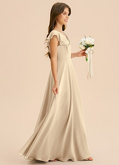 Azazie Anysa Junior Robe Trapèze en Mousseline de soie Rayé Champagne image4