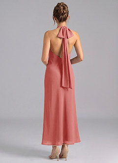 Azazie Velli Abiti da Damigella Abito Sirena in Chiffon Collo Alto Rosa Antica image2