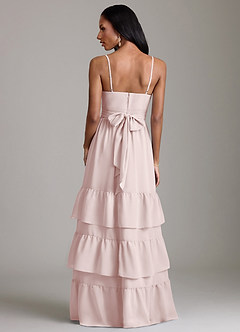 Azazie Nathalia 신부 들러리 드레스 A라인 셔링 쉬폰 바닥 길이 드레스 image2