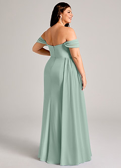 Azazie Amyra Bridesmaid Dresses Agave Sheath Off the Shoulder Chiffon Convertible Dress image13