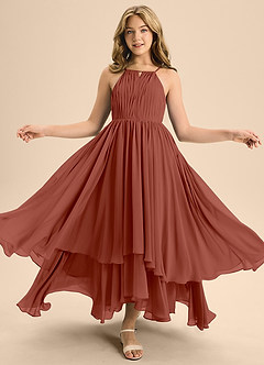 Azazie Elliora Junior Auburn A-Line Pleated Chiffon Dress image5