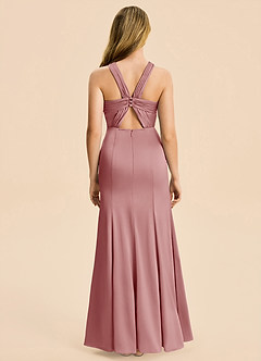 Azazie Rue Junior Robe Sirène en Satin extensible Plissé Rose Poussiéreuse image2