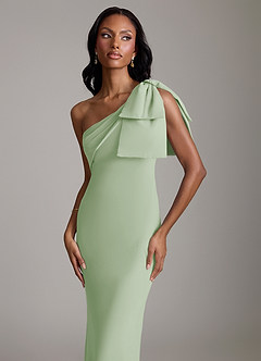 Azazie Yuanna Bridesmaid Dresses Dusty Sage Mermaid One Shoulder Chiffon Dress image3