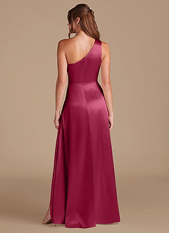 Azazie Brooke Bridesmaid Dresses Burgundy A-Line One Shoulder Metallic Satin Dress image7