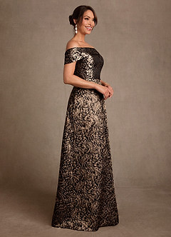 Azazie Jossie Suknie dla Matki Panny Młodej Linia A Zza ramienia Żakard Długość podłogi Sukienka image3