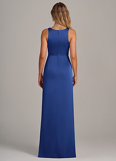 Azazie Wrenlee Bridesmaid Dresses Royal Blue A-Line Stretch Satin Dress image7
