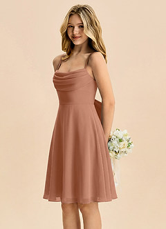 Azazie Bear Junior Bronzer A-Line Pleated Chiffon Dress image4