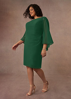 Azazie Carmela Mother of the Bride Dresses Dark Green Sheath Lace Chiffon Dress image9