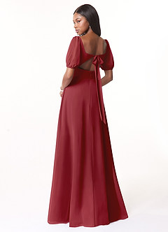 Azazie Alani Bridesmaid Dresses Pomegranate A-Line Square Neckline Chiffon Dress image2