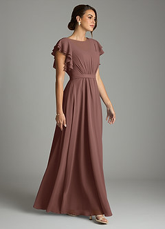Azazie Daphne Modest Bridesmaid Dresses A-Line Ruffled Chiffon Floor-Length Dress image4