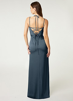 Azazie Desi Robes de demoiselle d'honneur Robe Fourreau en Satin extensible Corset dos nu Violet Crépusculaire image2