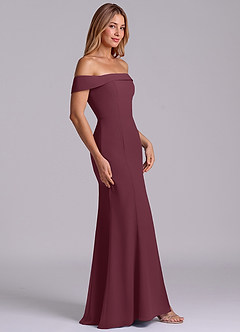 Azazie Luciana Bridesmaid Dresses Cabernet Sheath Off the Shoulder Chiffon Convertible Dress image5