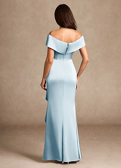 Azazie Dareia Mother of the Bride Dresses Sky Blue Mermaid Off the Shoulder Stretch Satin Dress image2