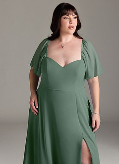 Azazie Chloe Robes de demoiselle d'honneur Robe Trapèze en Mousseline de soie Encolure en Forme de Cœur Eucalyptus image12