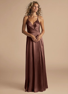 Azazie Davis Final Sale Auburn A-Line Pleated Metallic Satin Dress image4