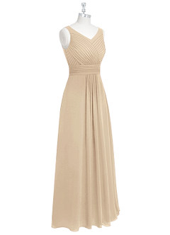 Azazie Pierrette Bridesmaid Dresses Champagne A-Line Pleated Chiffon Dress image9